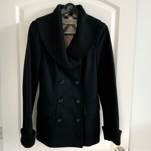 Burberry Black Double-Breasted Pea Coat